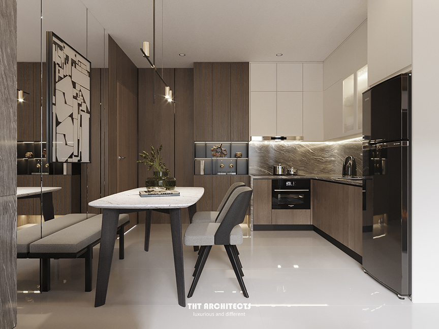 tht architects - Chung cư Vinhome Grand Park - phòng khách bếp 07
